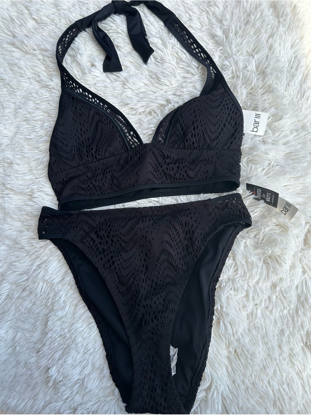 Bar III Black Halter Bikini Set size Small
